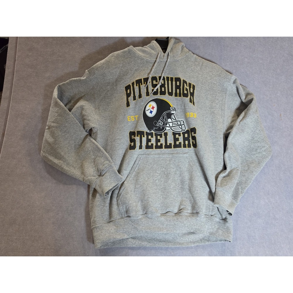 Pittsburgh Steelers Hoodie Mens Medium Gray Sweatshirt NFL Team Apparel
